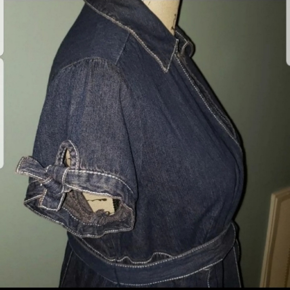 New Motherhood Denim Wrap Maternity Dress - Picture 2 of 8